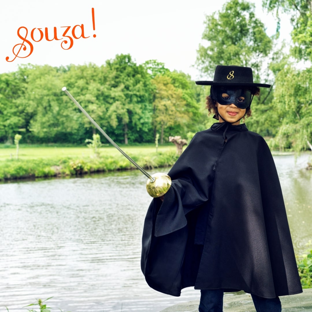 Zorro cape + mask, 4-8 yrs, 104-128 cm ( 1 set)