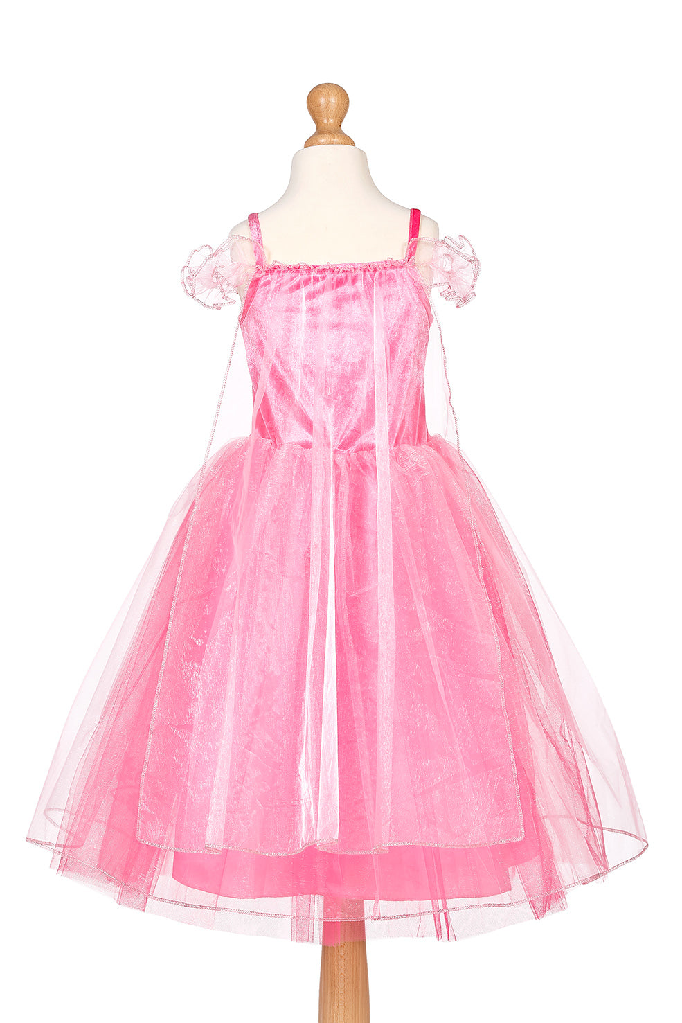 Pink dress on a mannequin against a white background