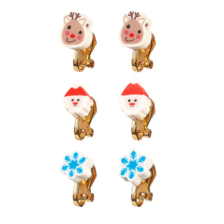 Ear clips Christmas (3 pairs/card, 1 card)