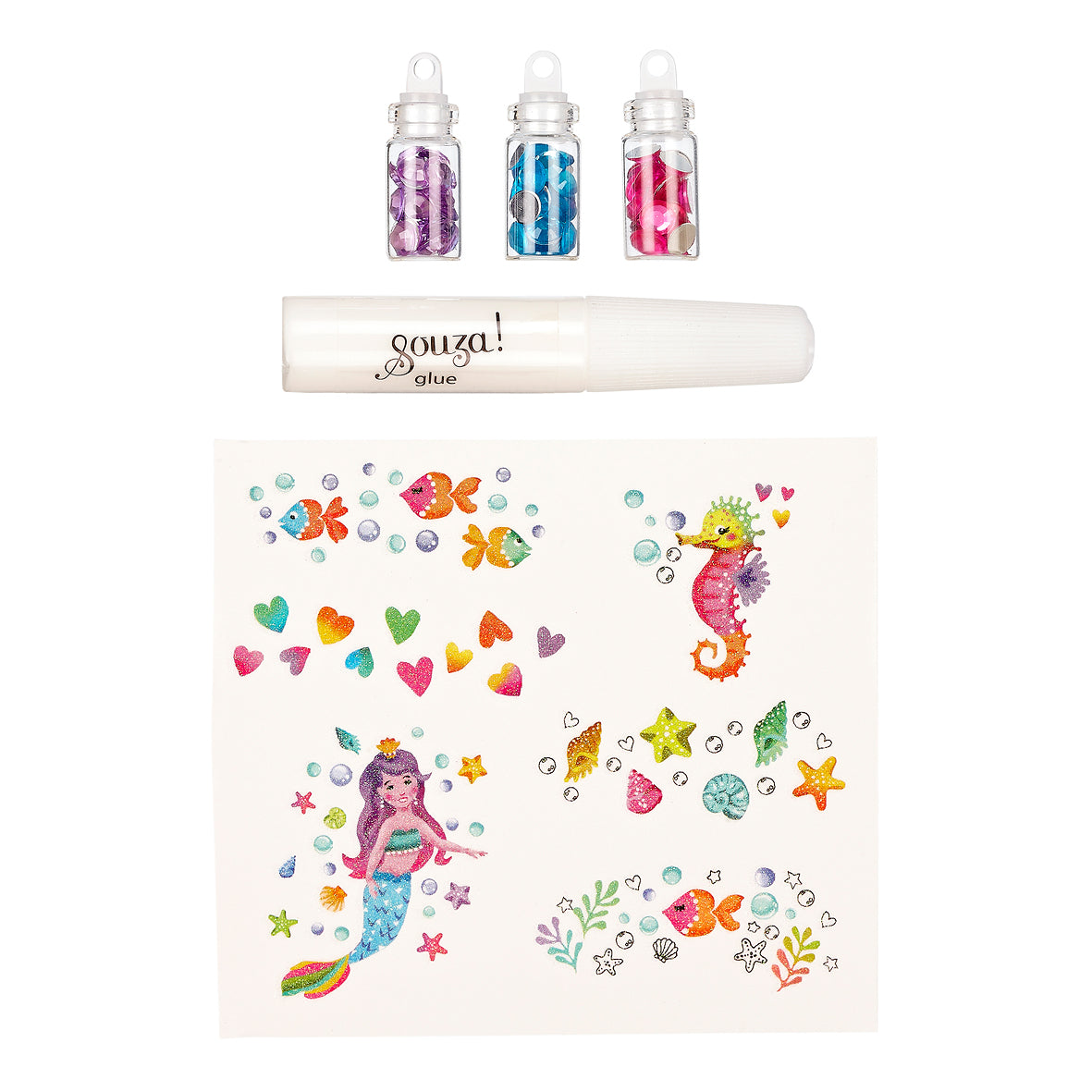 Temporary glitter tattoo mermaid (with display for 6 pcs, 1 pc)