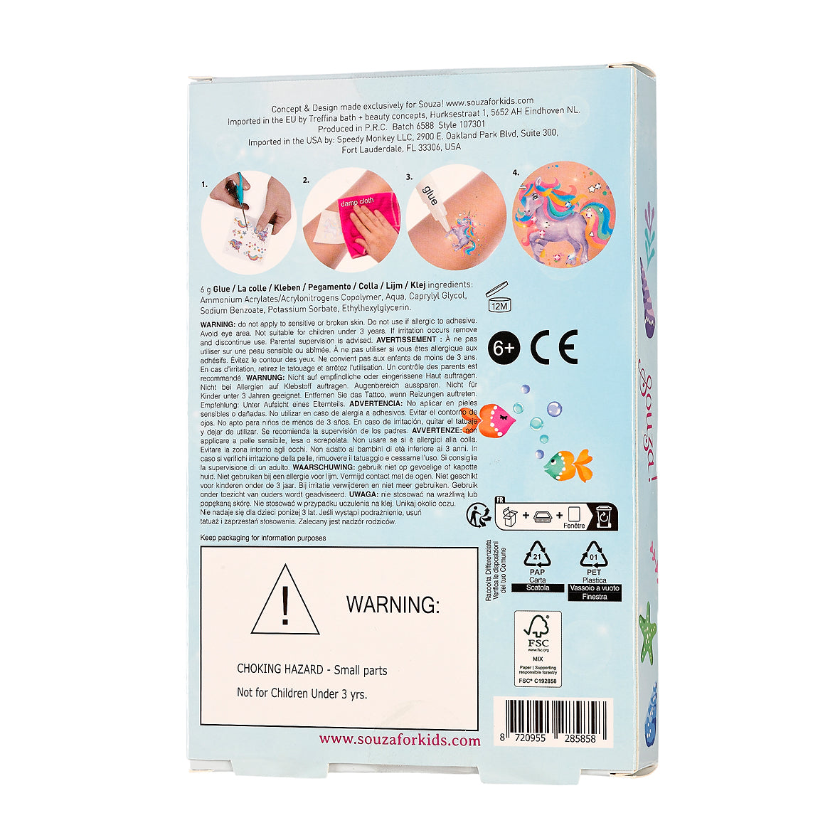 Temporary glitter tattoo mermaid (with display for 6 pcs, 1 pc)