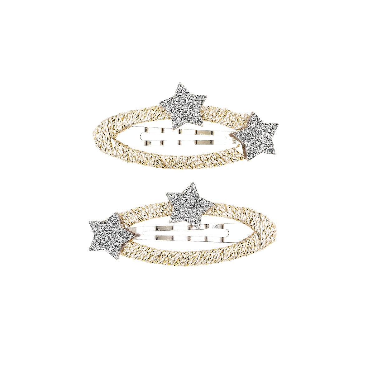 Hair clips Zinzi star silver (2 pcs/card, 1 card)