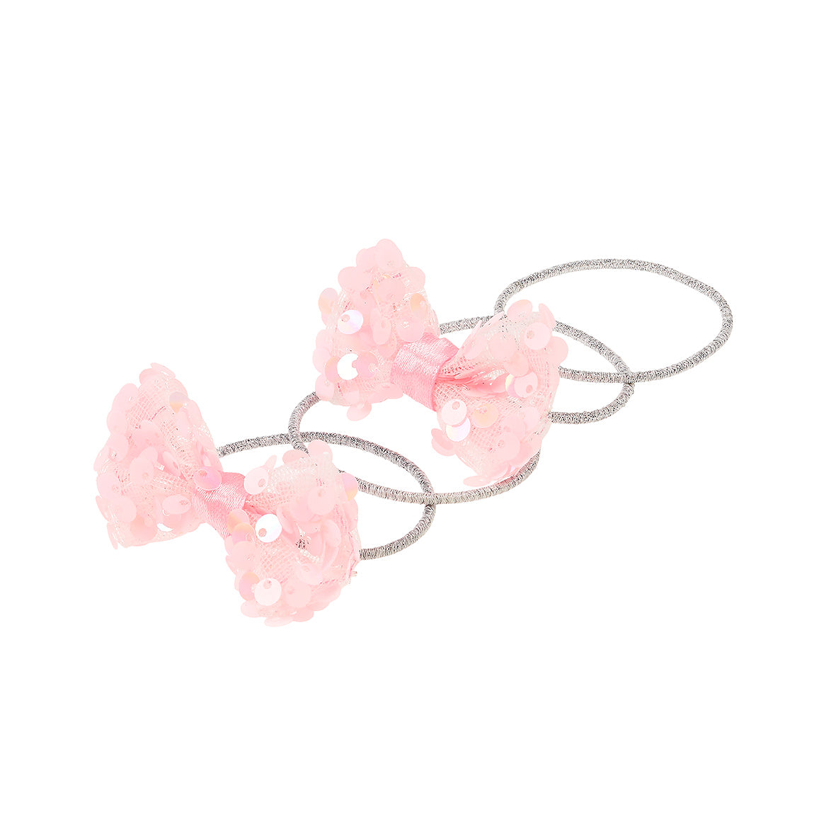 Hair elastics Tiki bow pink (4 pcs/card, 1 card)