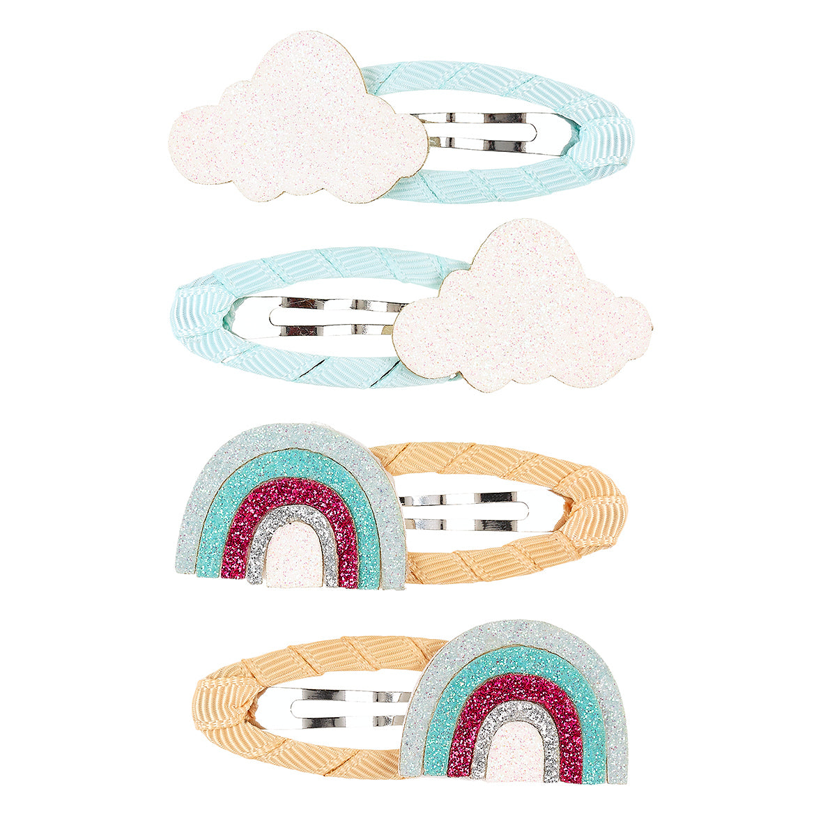 Hair clips Yaella cloud/rainbow (4 pcs/card, 1 card)