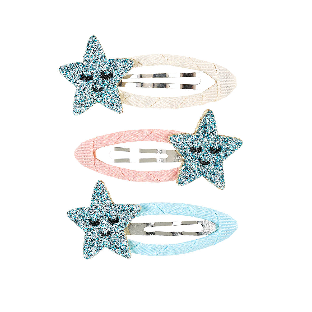 Hair clips Dagmar star blue (3 pcs/card, 1 card)