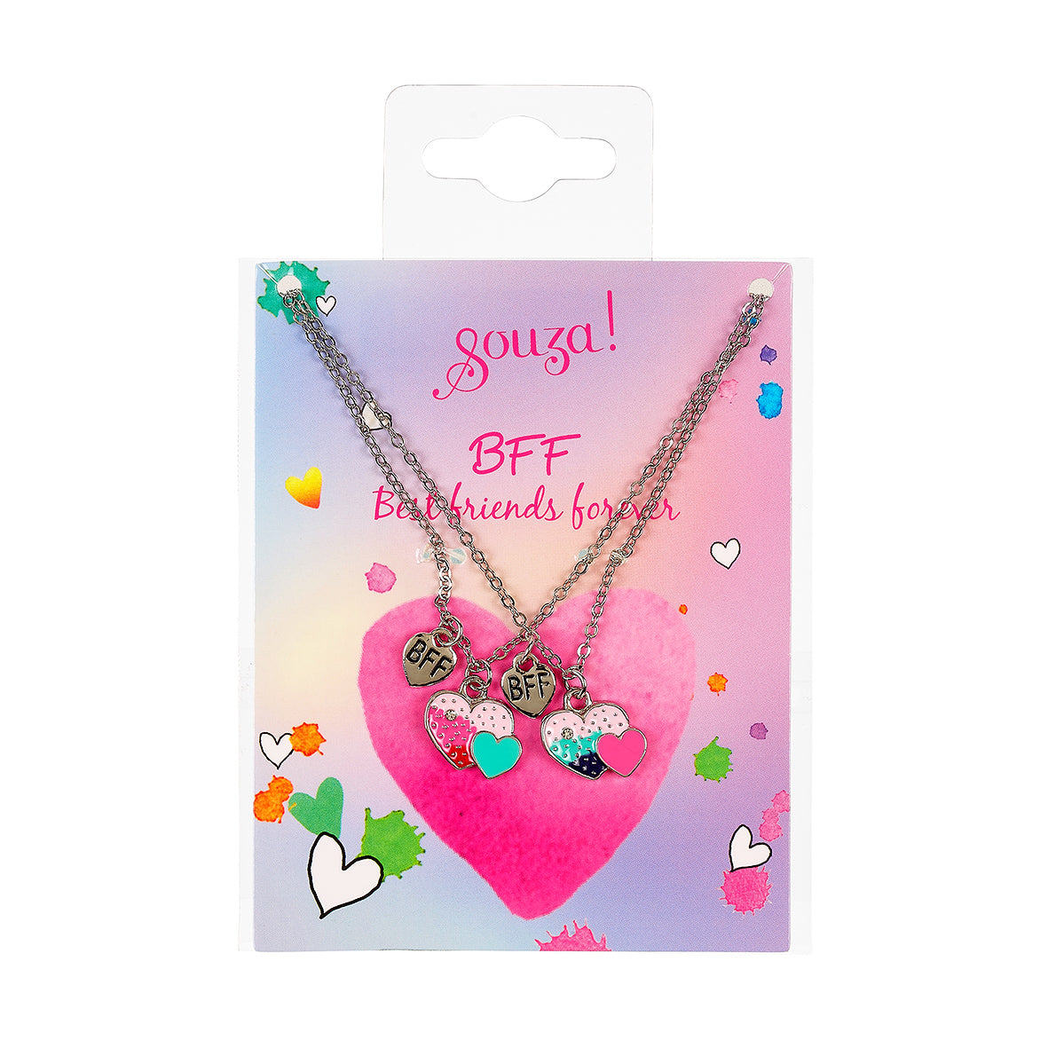 Giftpack BFF Heart, 2 necklaces (2 pcs/card, 1 card)
