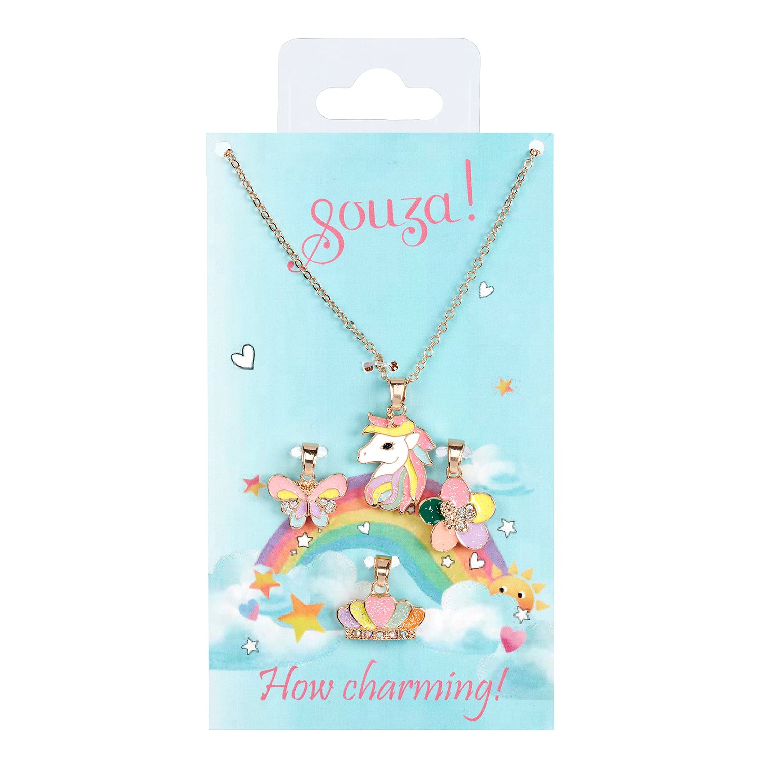 Giftpack Unicorn, necklace + 3 charms (1 set/card, 1 card)