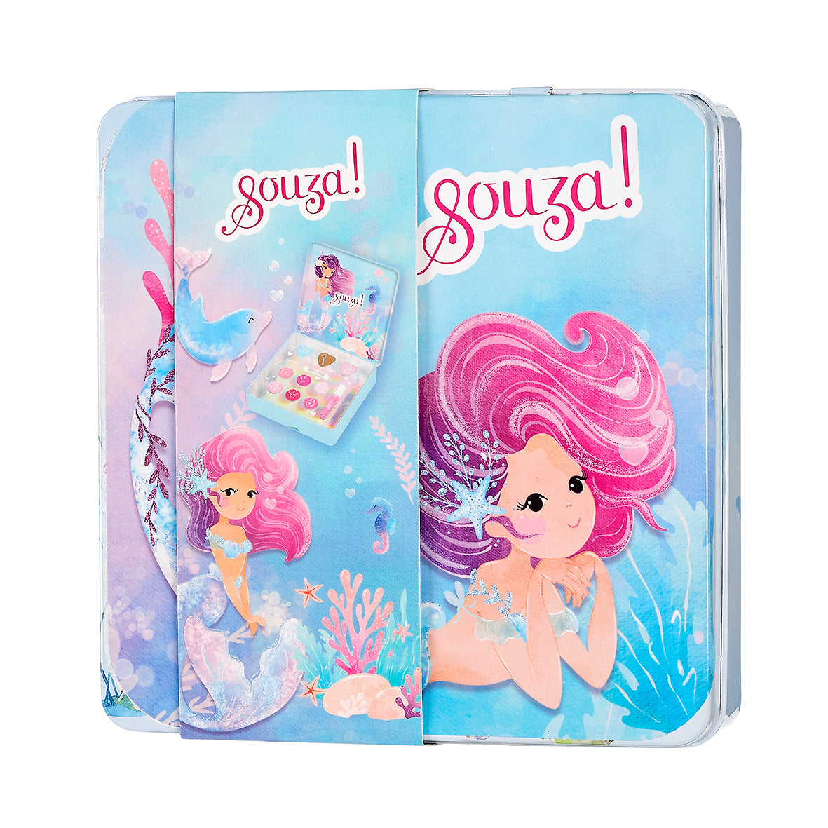 Mermaid-themed product packaging with 'Souza!' branding