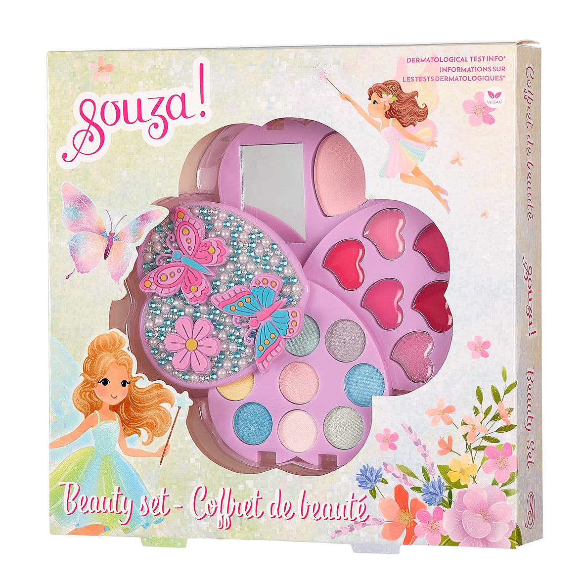Souza! beauty set packaging with fairy design and colorful palette
