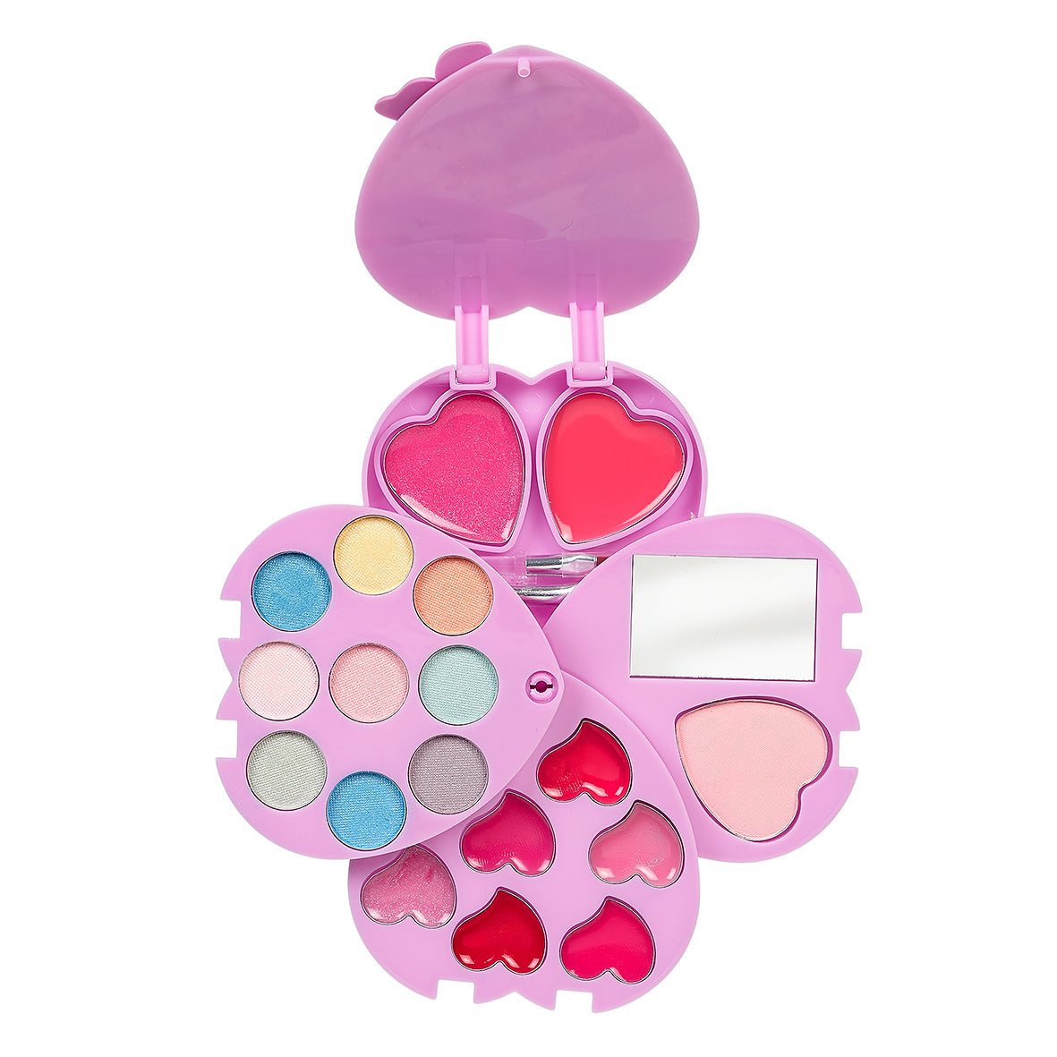 Pink makeup set with heart-shaped compartments by Souza!