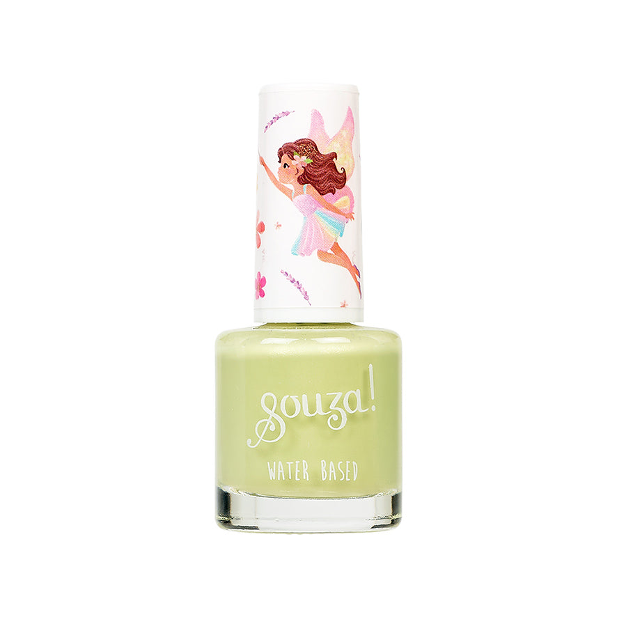 Nail polish bottle with a fairy design on the cap