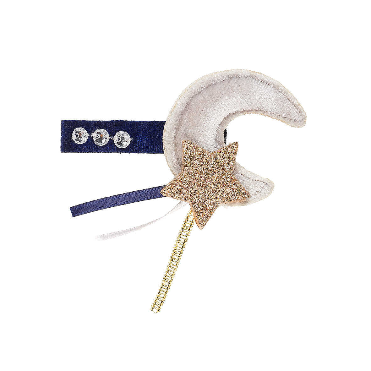 Decorative headband with moon and star design on a white background by Souza!