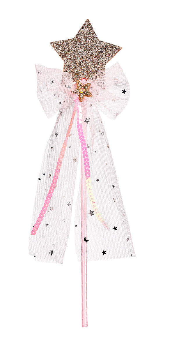 Magical wand with star-shaped top and bow on a white background by Souza!