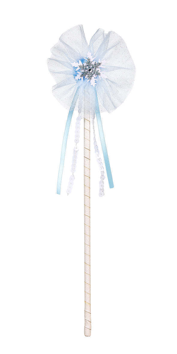 Decorative wand with a blue flower and ribbons on a white background by Souza!