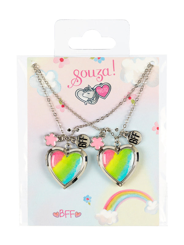 Giftpack BFF hearts, 2 necklaces, silver