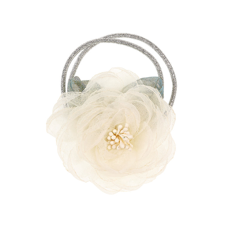 Hair elastic Paris flower off white