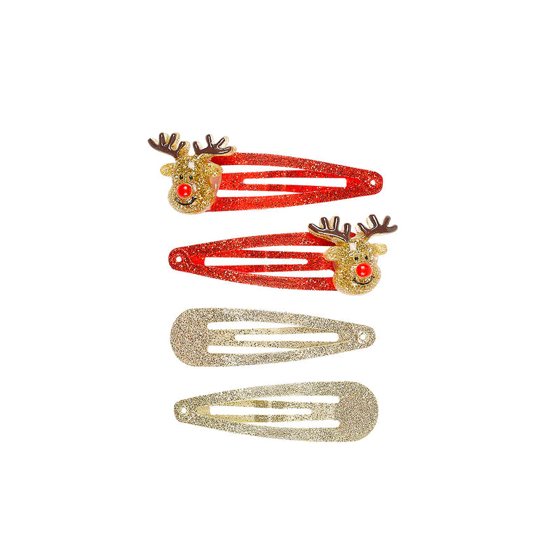 Hair clips Reindeer (4 pcs/card, 1 card)