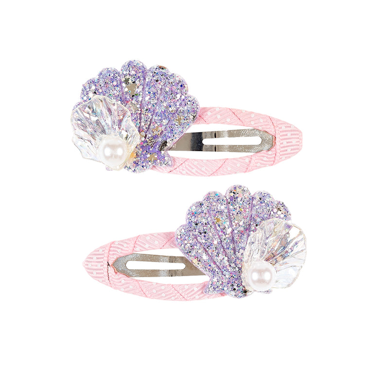 Hair clips Rhode shell purple (2 pcs, card, 1 card)