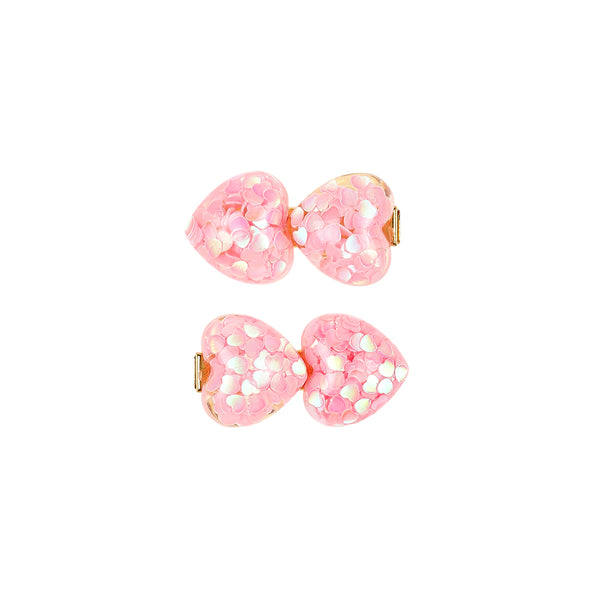 Hair clips Quirine heart pink (2 pcs, card, 1 card)