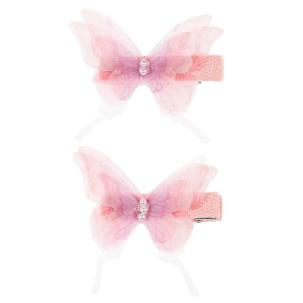 Hair clips Thyrza butterfly pink (2 pcs, card, 1 card)