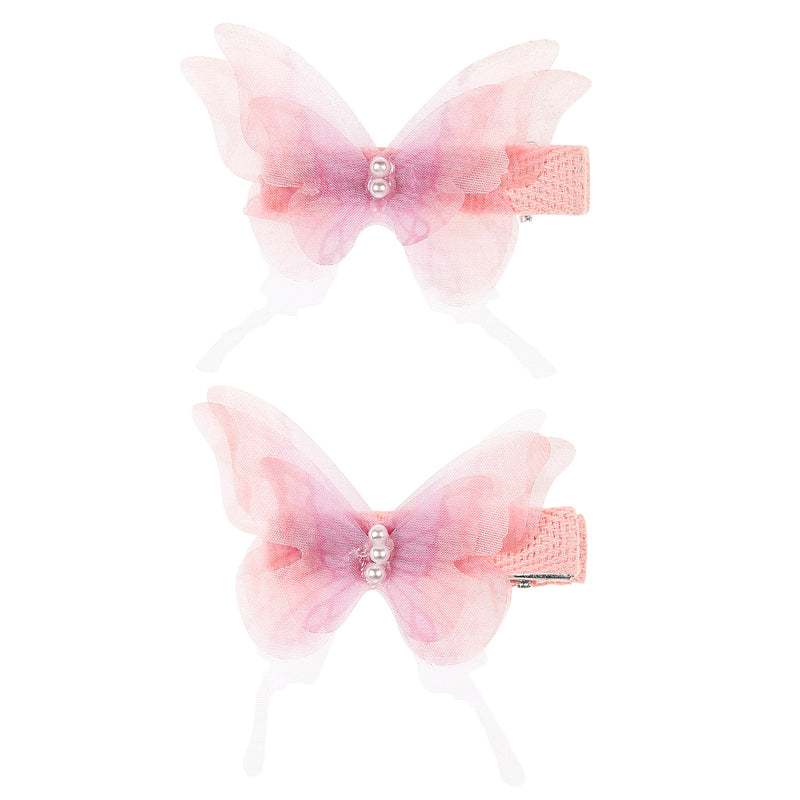 Hair clips Thyrza butterfly pink (2 pcs, card, 1 card)