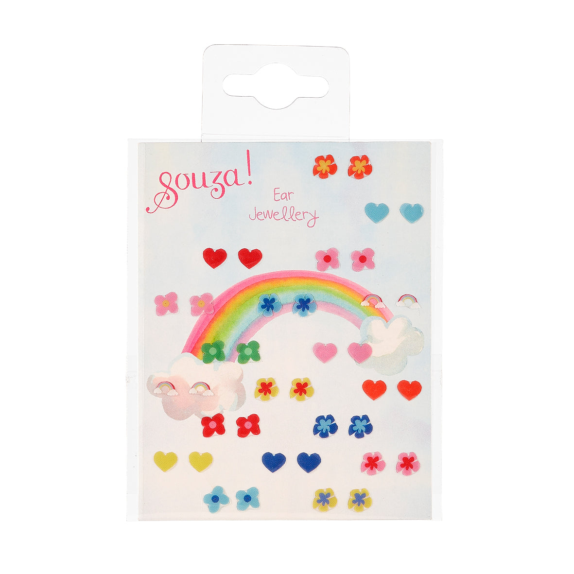 Ear stickers flowers-hearts, 19 pairs ( 1 sheet)