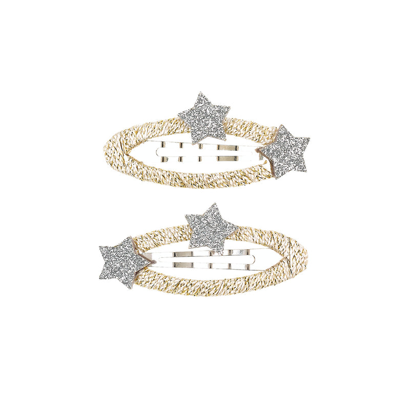 Hair clips Zinzi star silver  (2 pcs/card, 1 card)
