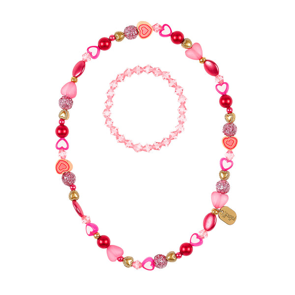 Necklace & bracelet set Lyse heart (1 set)