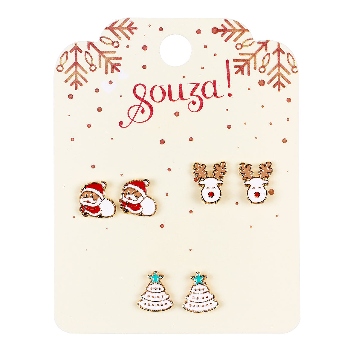 Ear pins Christmas (3 pairs/card, 1 card)