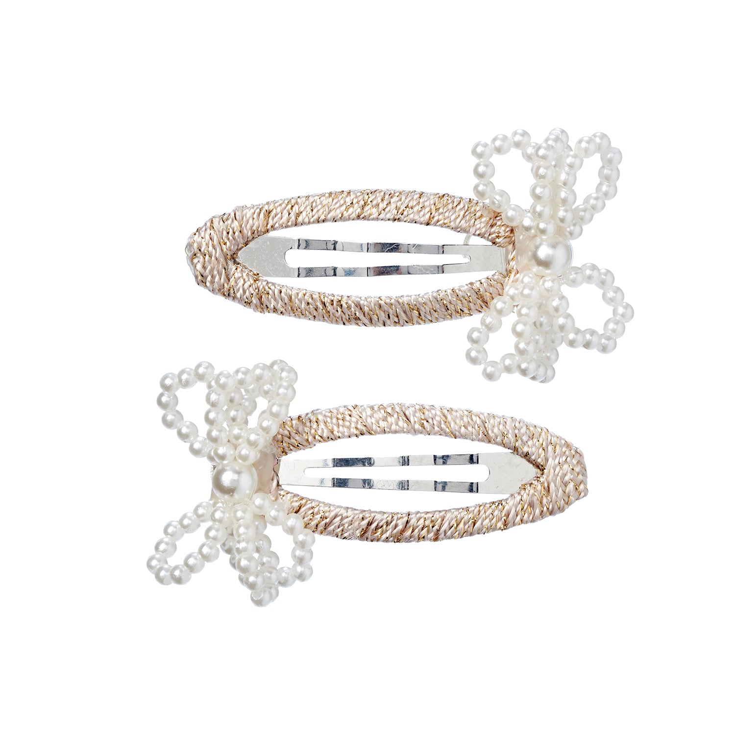 Hair clips Dimphy bow gold  (2 pcs/card, 1 card)