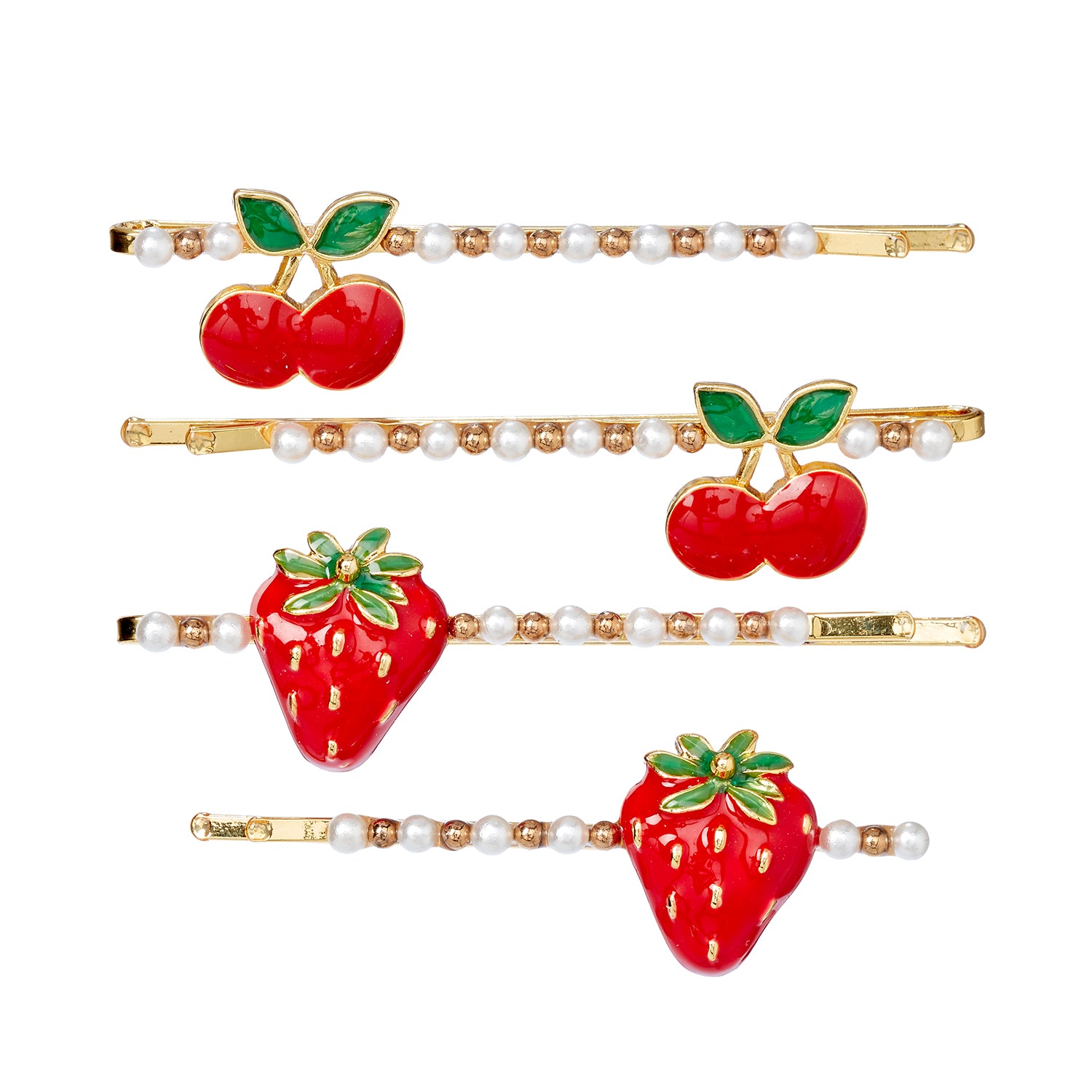 Hair pins Yda strawberry (4 pcs/ card, 1 card)