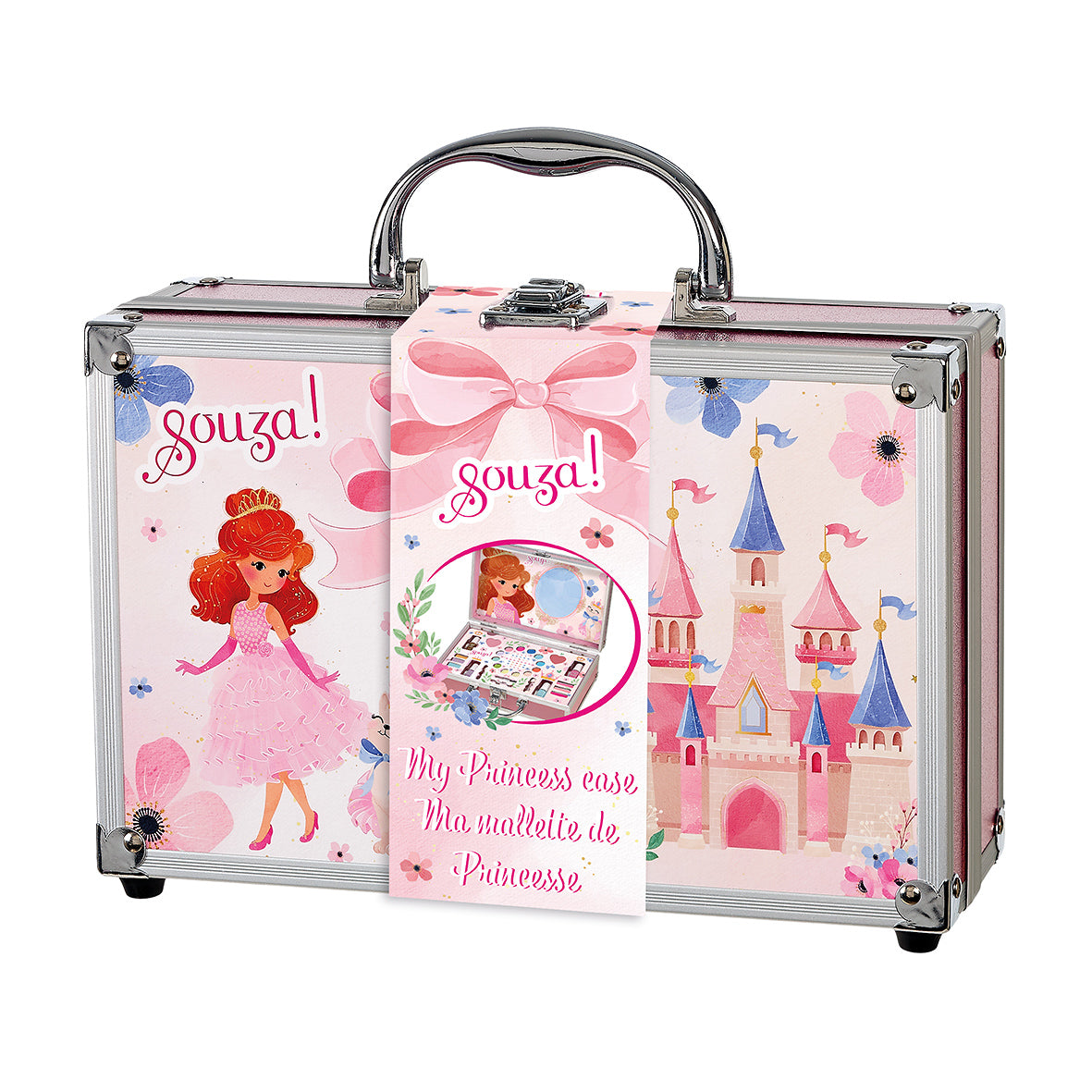Princess-themed case with a cartoon princess and castle design on a white background by Souza!
