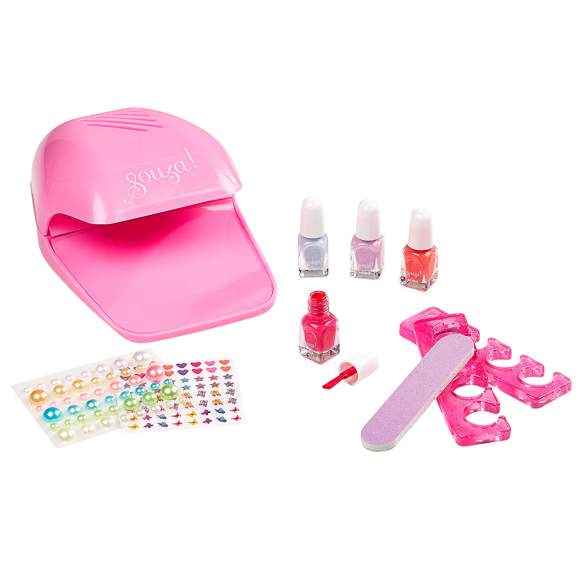 Pink nail art set with tools and supplies by Souza!