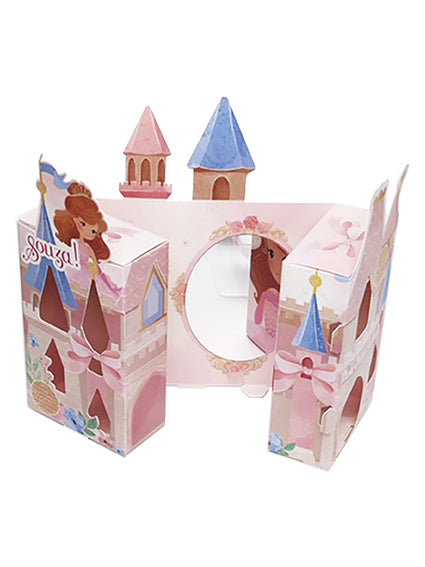 Princess-themed party favor box with castle design by Souza!