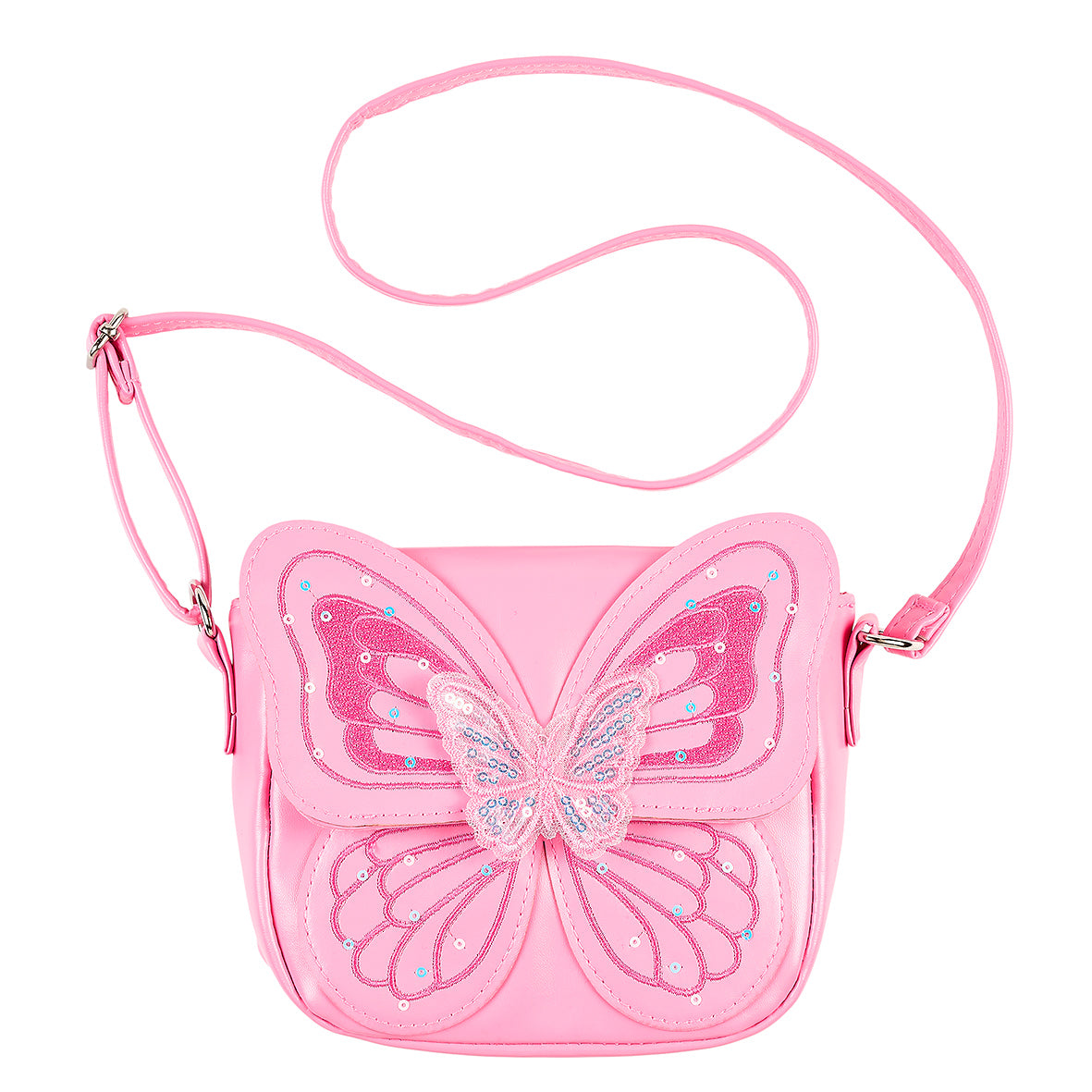 Pink butterfly-themed crossbody bag by Souza!