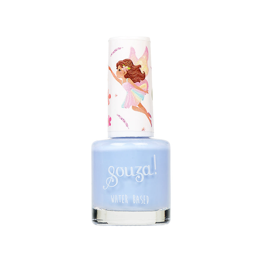 Nail polish bottle with fairy design on cap and 'Souza!' branding 