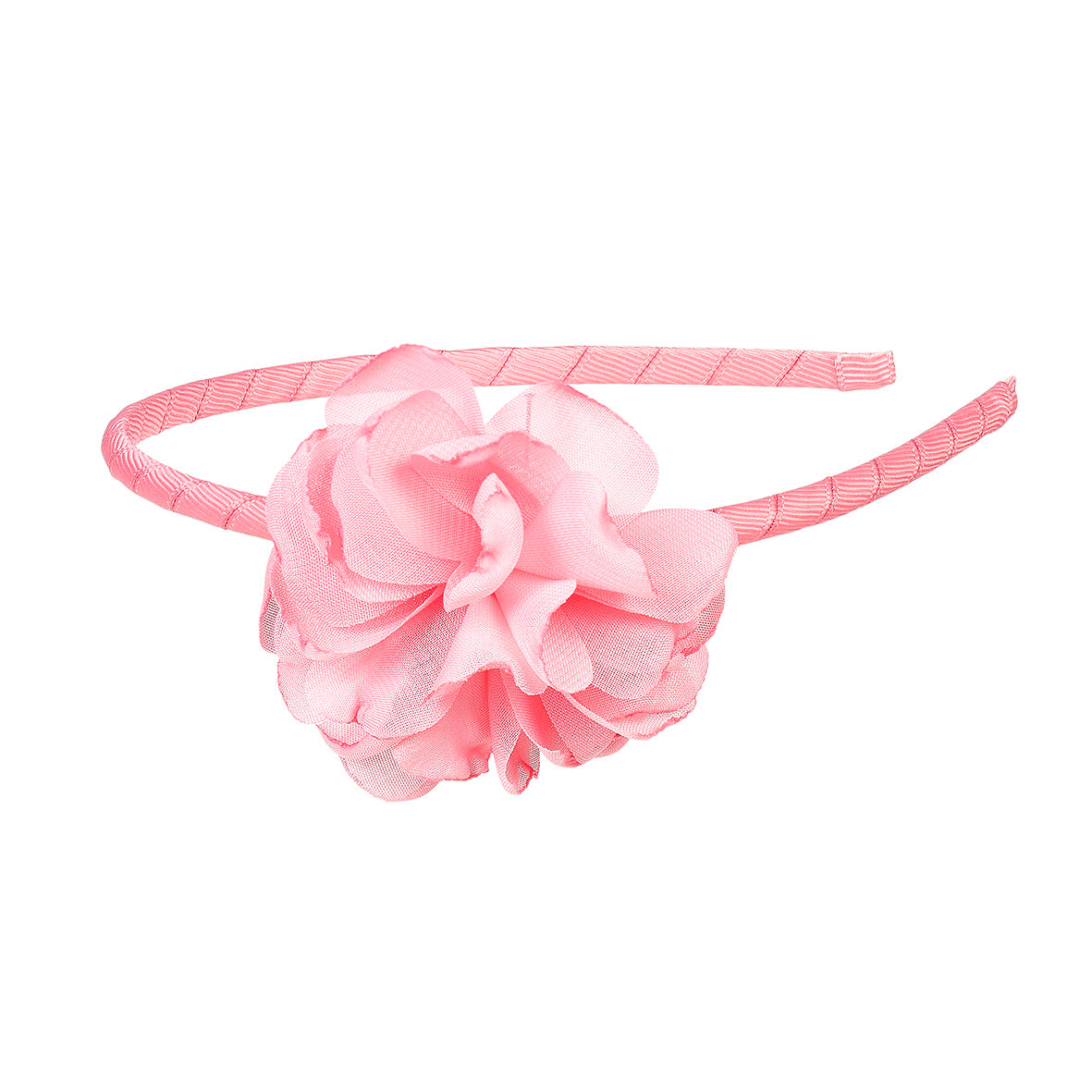 Pink headband with a large flower on a white background