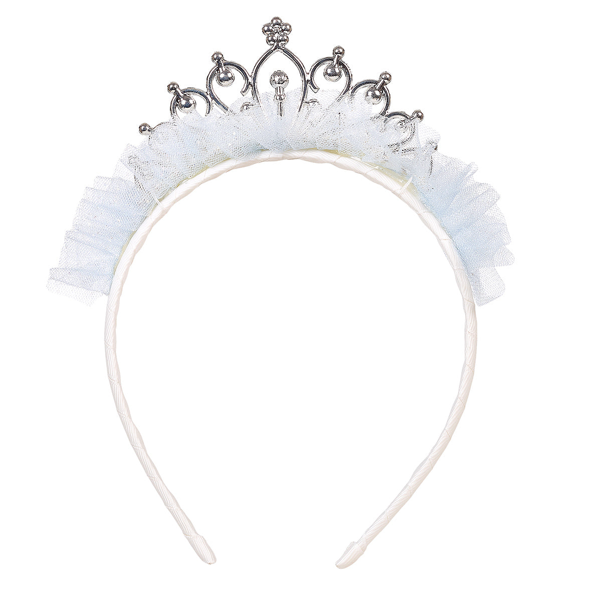 White tiara with decorative elements by Souza!