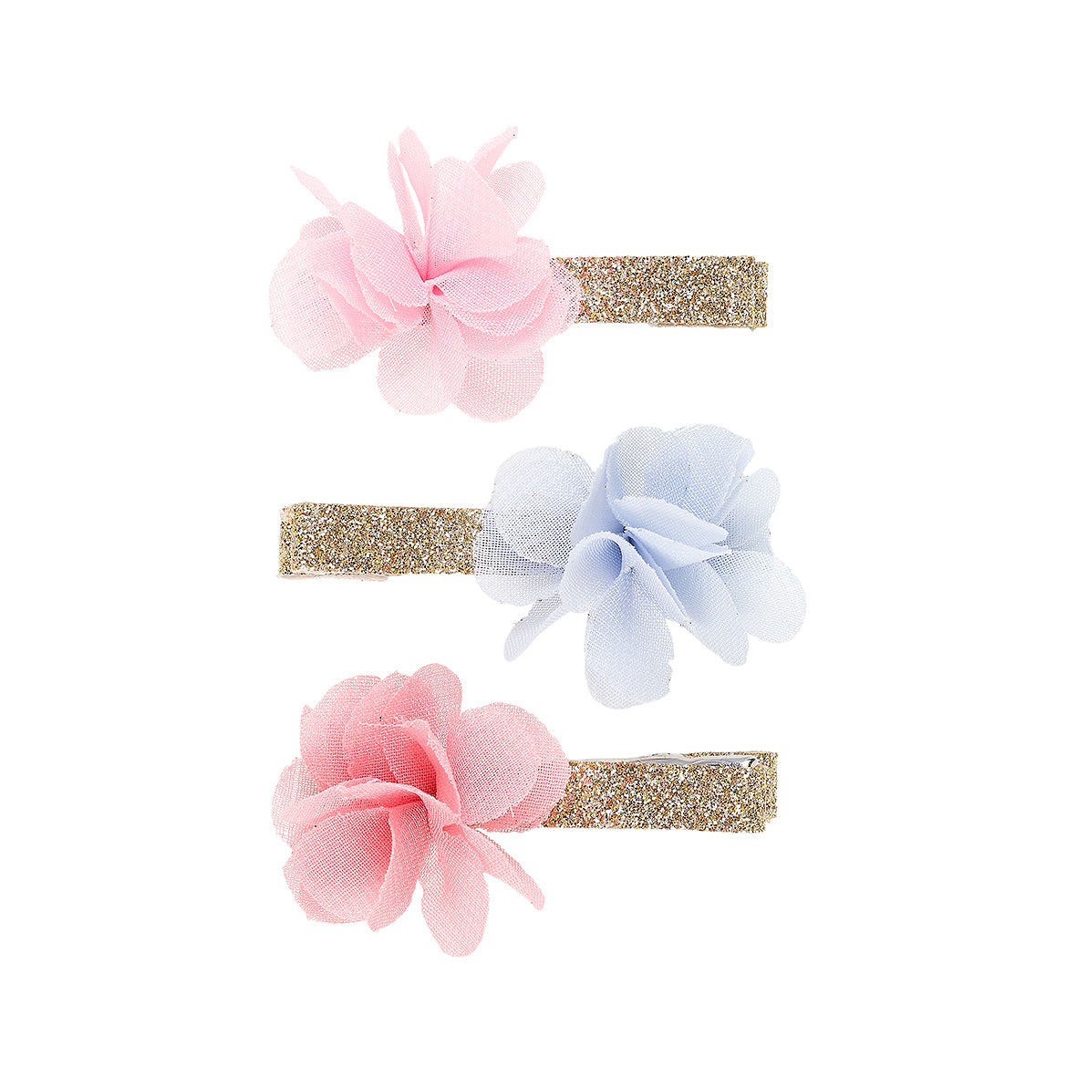 Set of three floral hair clips with glittery bars by Souza!