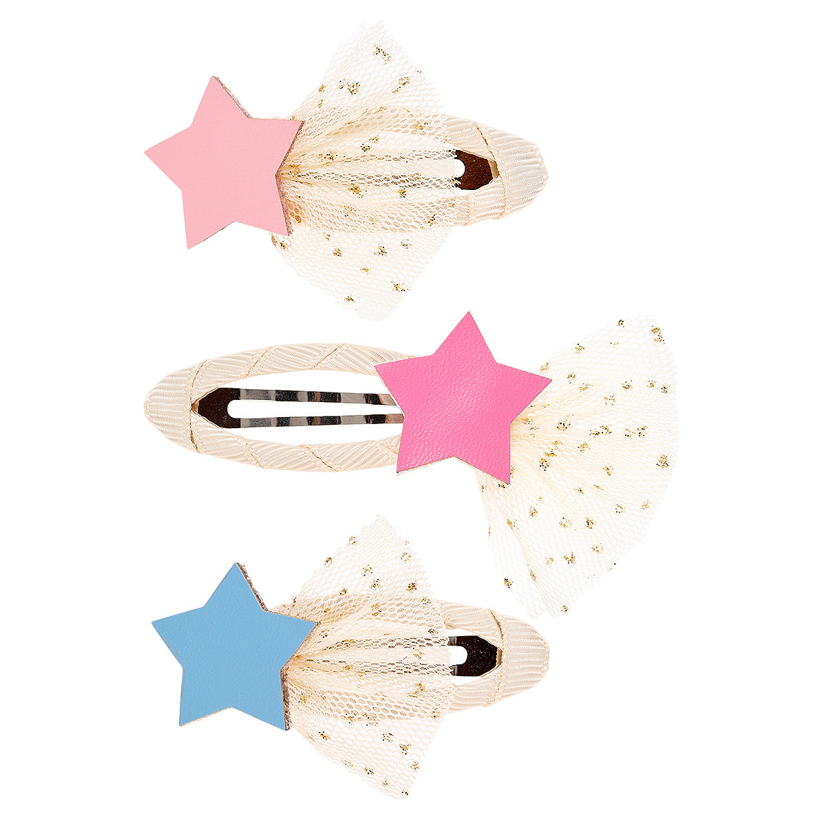 Three hair clips with star-shaped decorations by Souza!