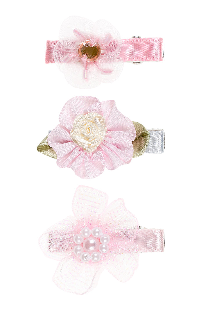 Haarclip Florie, bloemen licht roze (3 stuks/ kaartje)