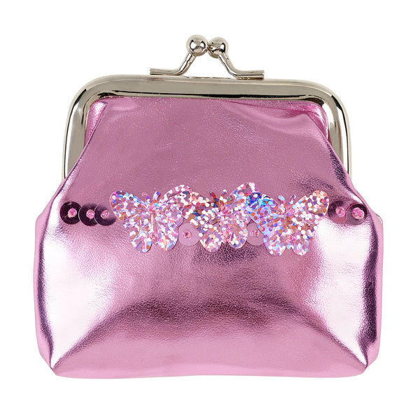Wallet Nicoline, pink metallic with butterflies