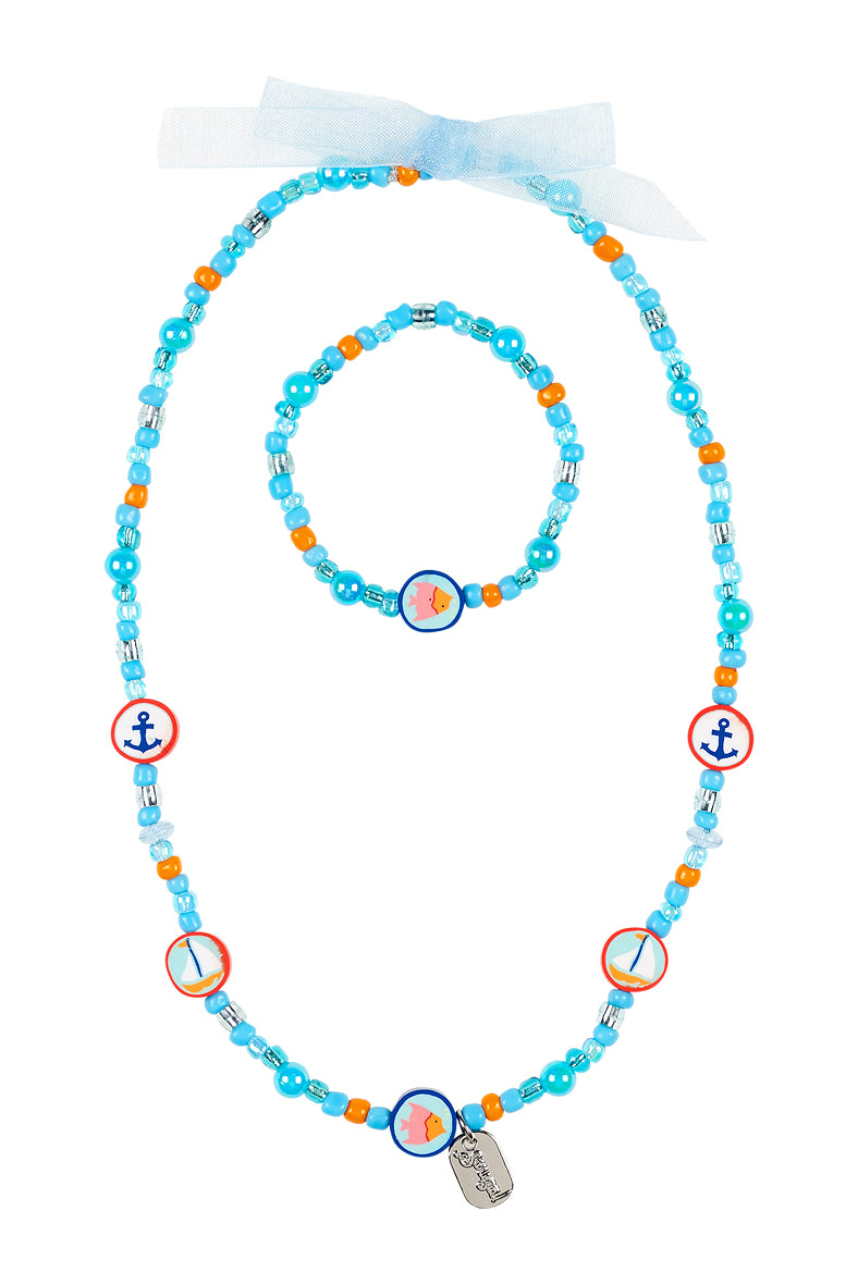 Necklace + bracelet set Marit marine