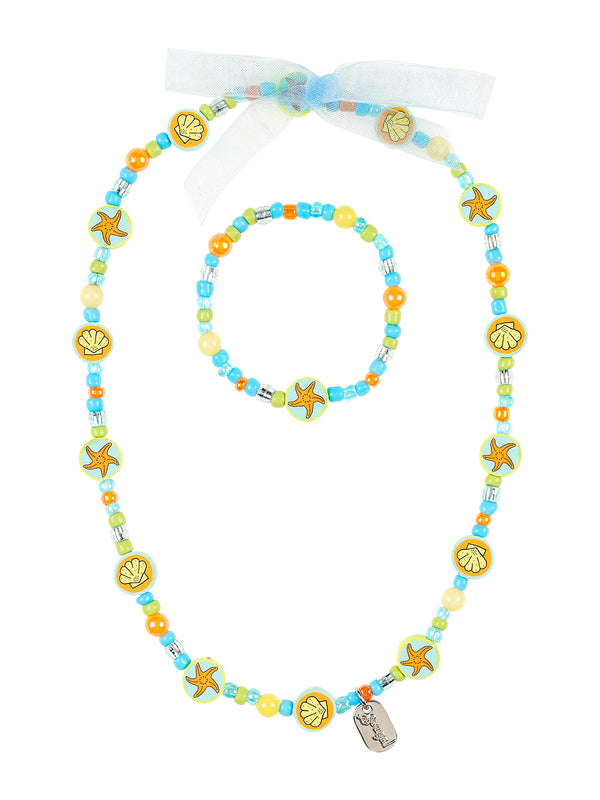 Necklace + bracelet set Isla Beach, green-blue