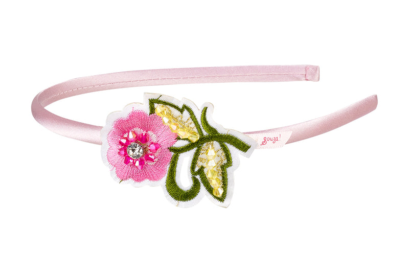 Tiara Liana bloemen borduursel, licht roze 