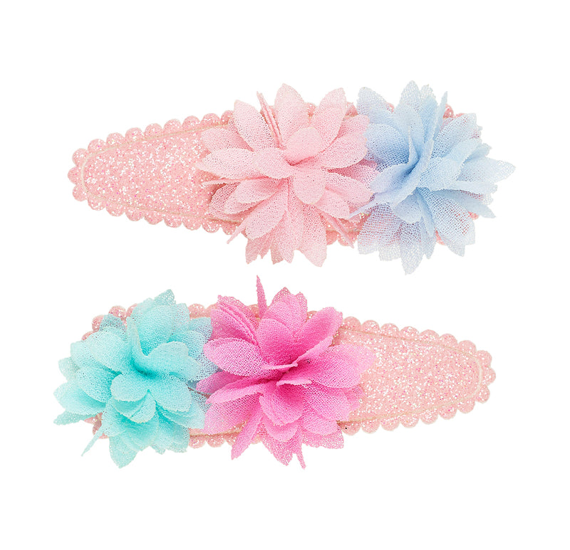 Hair clips Jenine, pink-blue flowers (2 pcs/card)