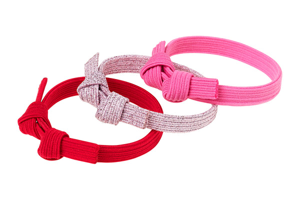 Hair elastics Manon, pink-red (3 pcs/card)