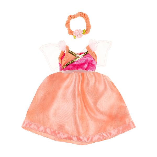 Poppenkleding Yoline jurk & haarband, zalm roze 