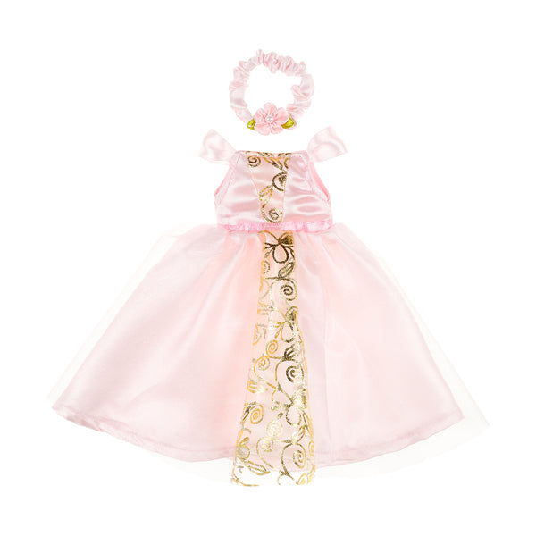 Poppenkleding Ameline jurk & haarband, licht roze 