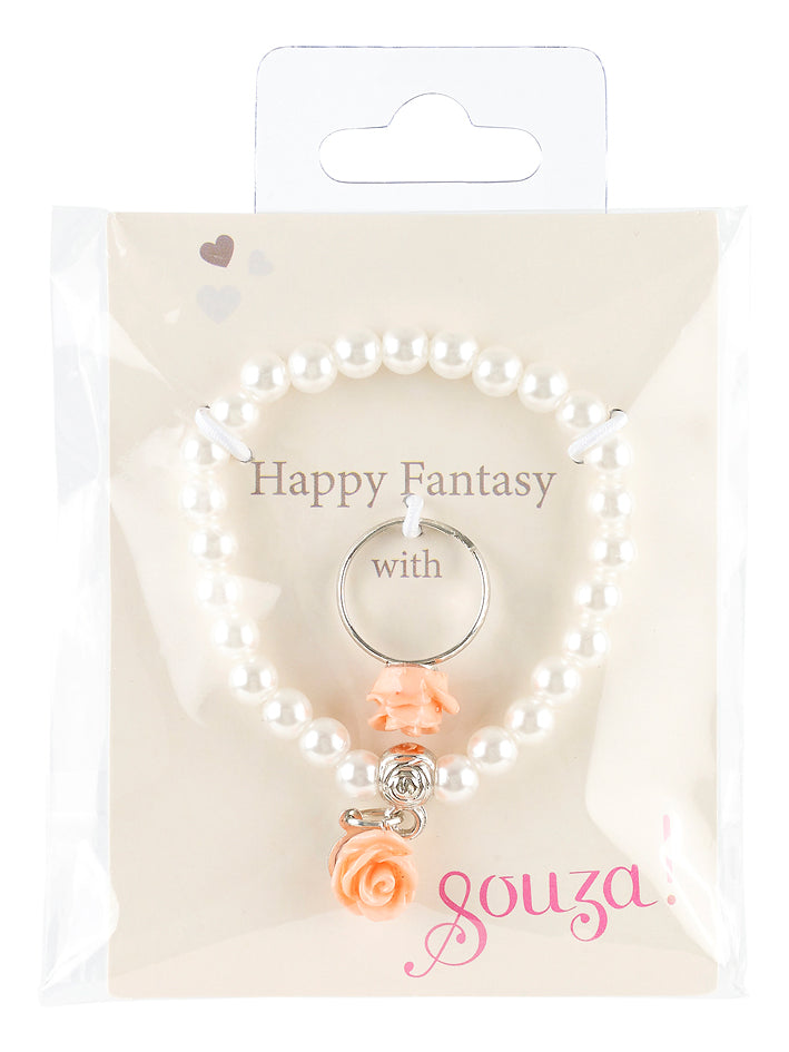 Giftpack bracelet pearls-rose salmon + ring (1 set/card)